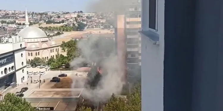 Bursa’da şehrin merkezindeki alevler korku yaşattı