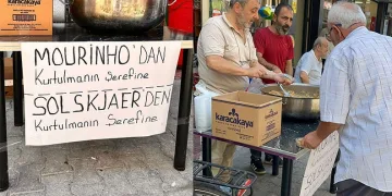 Bursa’da taraftarlar hem Mourinho, hem de Solskjaer için helva dağıttı