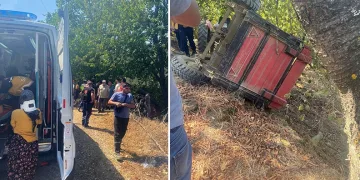 Fındık işçilerini taşıyan traktör devrildi: 4 yaralı
