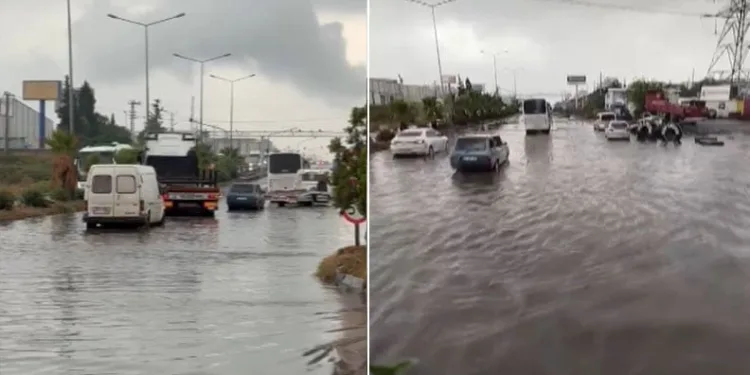 Hatay’da etkili olan sağanak yağmur yolları göle çevirdi