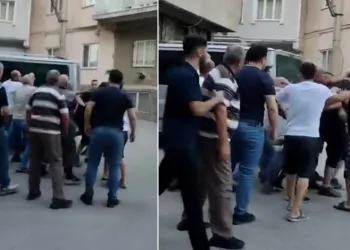 Bursa’da kalabalığın ortasında tekme tokat dövdüler