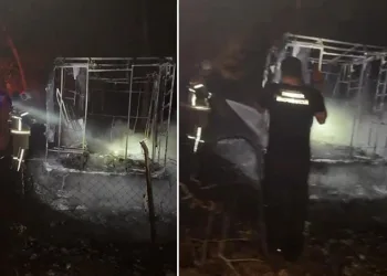 Bursa’da park halindeki karavan kül oldu