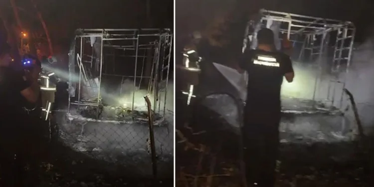 Bursa’da park halindeki karavan kül oldu