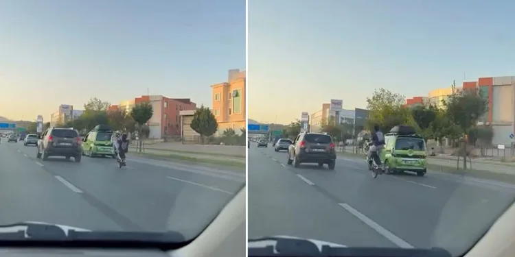 Bursa’da trafikte motosikletiyle akrobasi yaptı