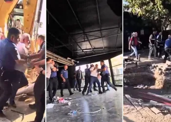 Bursa’da kafeterya yıkımında ortalık karıştı