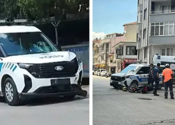 Gemlik’te kovalamacada polis aracına çarptı