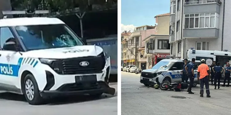 Gemlik’te kovalamacada polis aracına çarptı