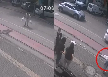Market alışverişinden çıktı, hastanelik oldu: Kaza anı kamerada