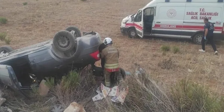 Duble yolda iki otomobil çarpıştı: 1’i ağır, 3 yaralı