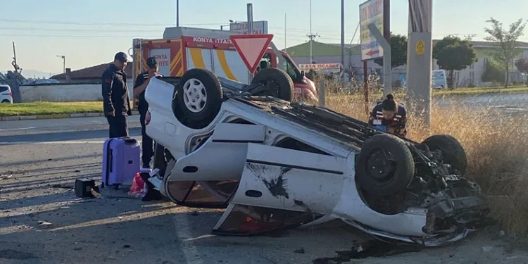 Konya’da otomobil takla attı: 5 yaralı