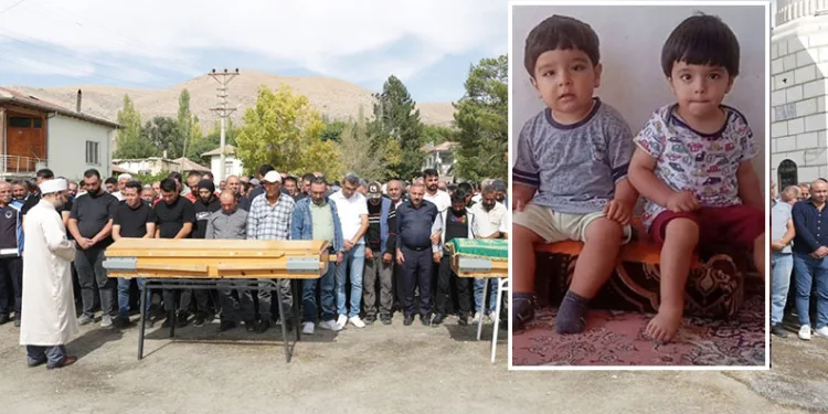 Kazada ölen ikiz çocuklara acı veda