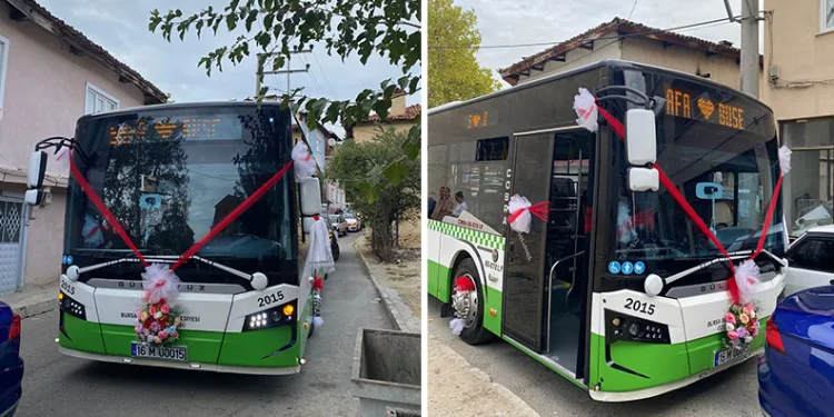 Bursa’da otobüs gelin arabası gibi süslendi