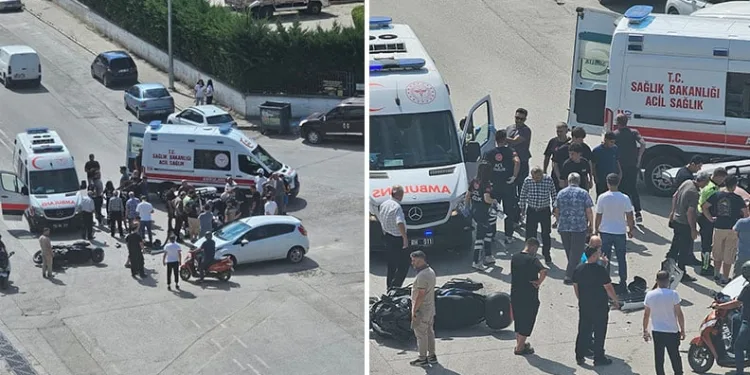 Bursa’da otomobil ile çarpışan motosikletteki çift yaralandı