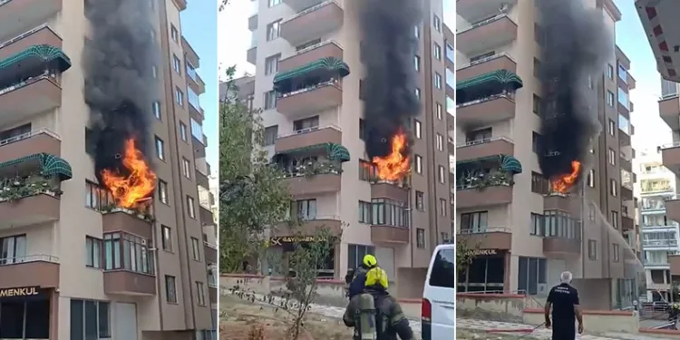 Bursa’da 7 katlı apartmanda korku dolu anlar
