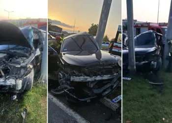 Bursa’da direğe çarpan aracın sürücüsü ağır yaralandı