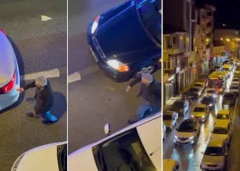 Bursa’da trafiği kesip, trafik polisi gibi hareketler yaptı