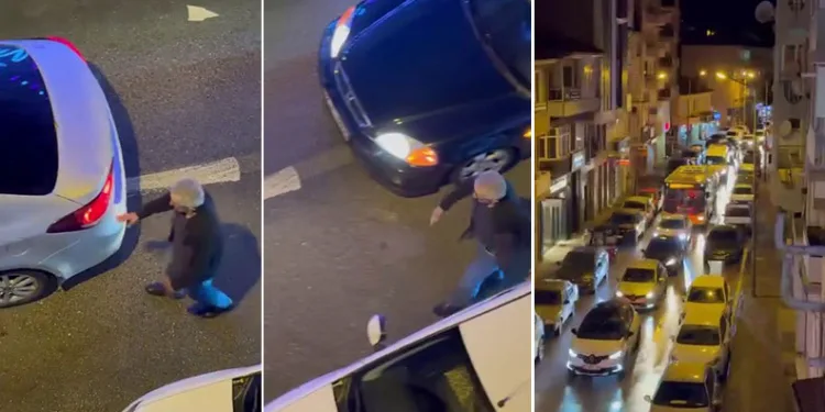 Bursa’da trafiği kesip, trafik polisi gibi hareketler yaptı