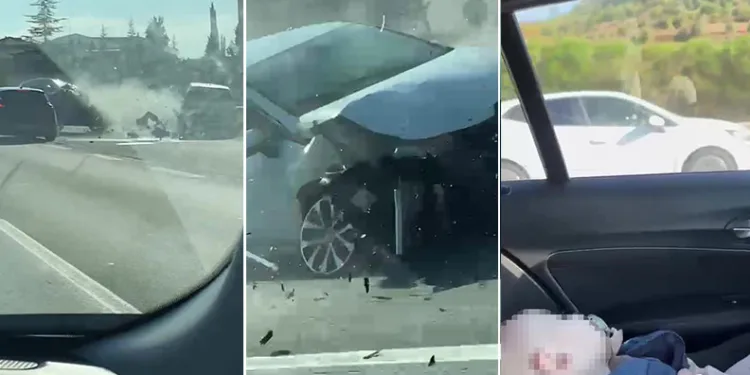 Maganda dehşeti: Bebekli otomobili sıkıştırdı
