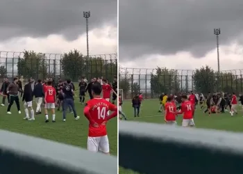 Bursa’da U16 maçında yumruklar konuştu