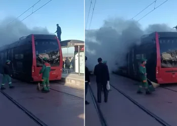 Bursa’da İpek Böceği tramvayında yangın paniği