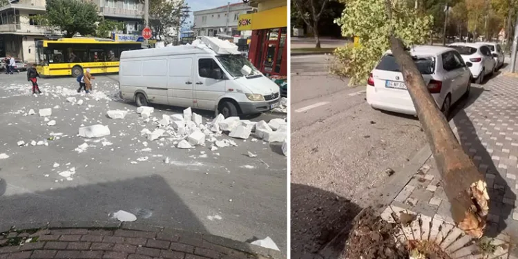 Bursa’da fırtına ağaçları devirdi, çatıları uçurdu