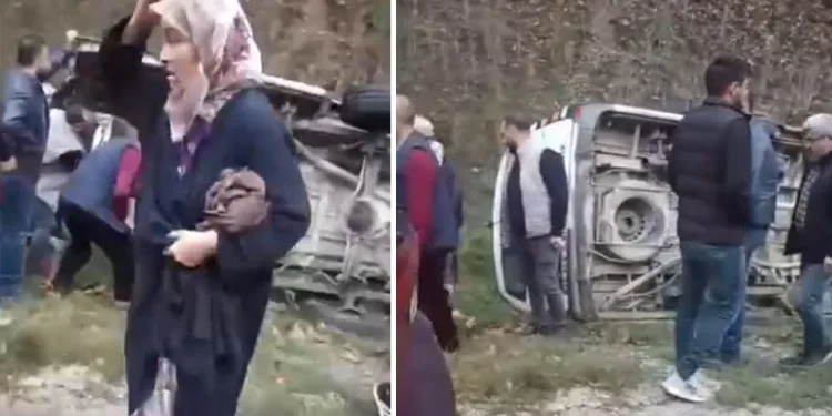 Bursa’da yolcu minibüsü devrildi 8 kişi hafif yaralandı