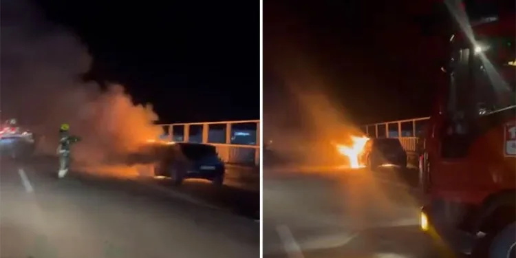 Bursa’da seyir halindeki otomobil alev alev yandı