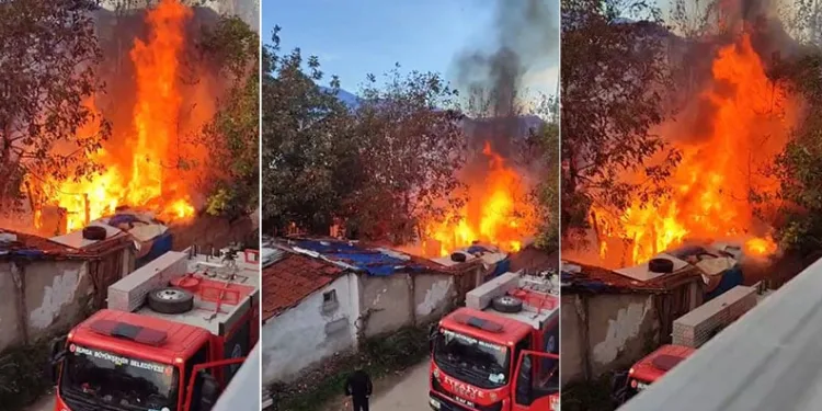 Bursa’da müstakil evin bahçesinde çıkan yangın korkuttu