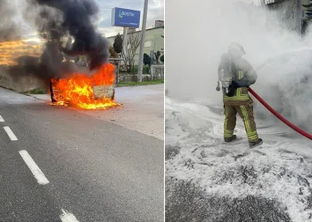 Bursa’da otomobil, alev topuna döndü