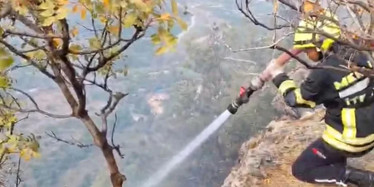 Makilikte çıkan yangın bahçelere ulaşmadan söndürüldü