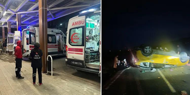 Öğretmenleri taşıyan taksi takla attı: 7 yaralı