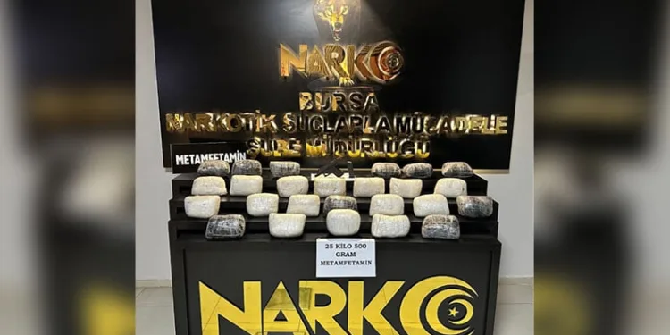 Bursa’da 25 buçuk kilo metamfetamin ele geçirildi