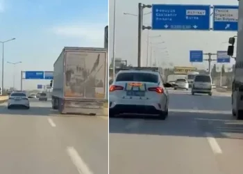 Tehlike saçan TIR şoförünü silah doğrultup durdurdular