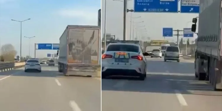 Tehlike saçan TIR şoförünü silah doğrultup durdurdular