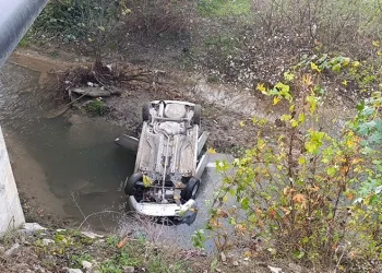 Bursa’da dereye uçan otomobilin sürücüsü yaralandı