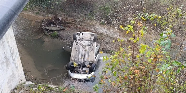 Bursa’da dereye uçan otomobilin sürücüsü yaralandı
