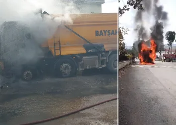 Bursa’da hafriyat kamyonu küle döndü