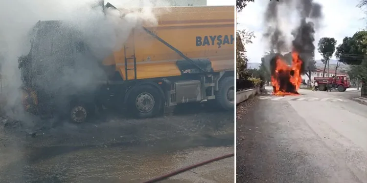 Bursa’da hafriyat kamyonu küle döndü