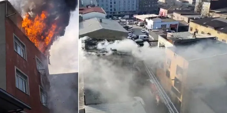Sultangazi’de bir binada çıkan yangında can pazarı: Alevlerin arasından atladı