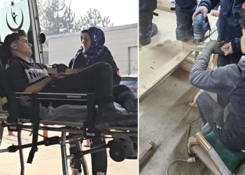 İnegöl’de işçi elini tahtaya çaktı, itfaiye ekipleri kurtardı