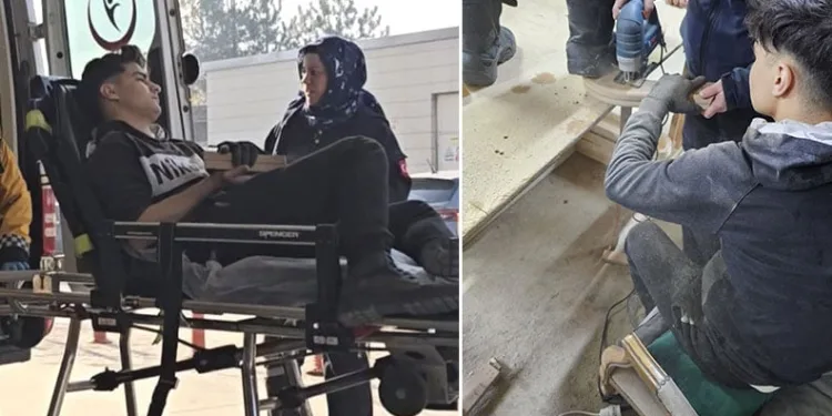 İnegöl’de işçi elini tahtaya çaktı, itfaiye ekipleri kurtardı