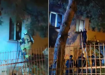 Bursa’da korkutan yangın: İtfaiye camı kırıp içeri girdi