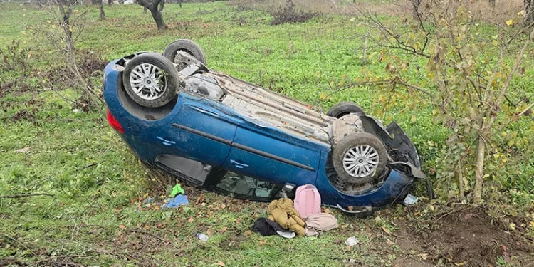 Bursa’da kontrolden çıkan otomobil tarlaya uçtu: 2 yaralı