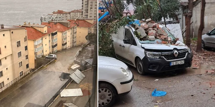 Gemlik’te şiddetli lodos sebebiyle çatılar bir bir uçtu