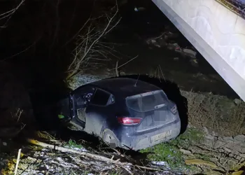 Bursa’da otomobil dereye uçtu, sürücü yaralandı