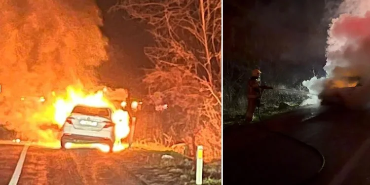 Bursa’da seyir halindeki otomobil alev alev yandı