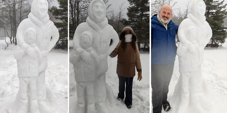 Uludağ’da kardan heykel sanat eserini aratmadı