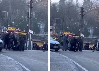 Trafikte tekme tokat yol verme kavgası