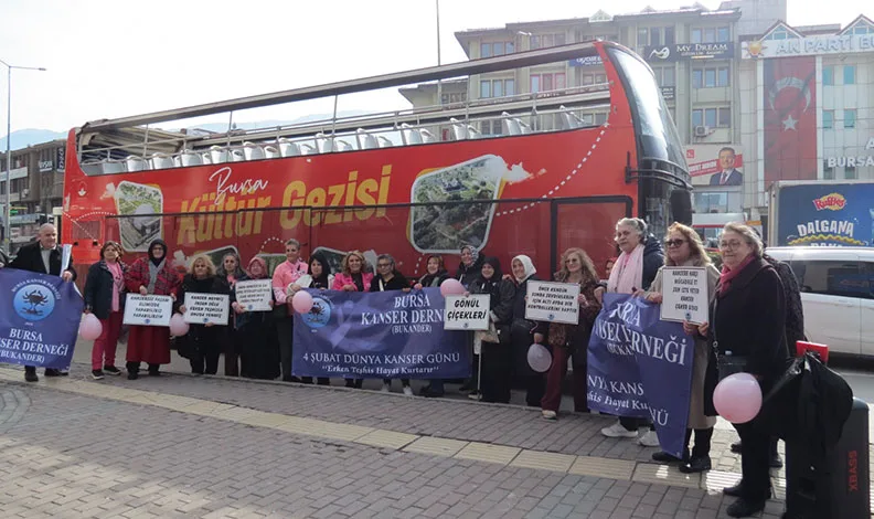 Bursa’da kanser farkındalığı için şehir turu