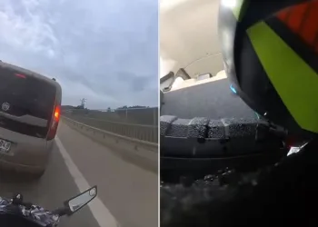 Bursa’da motosikletli çarptığı araca girdi